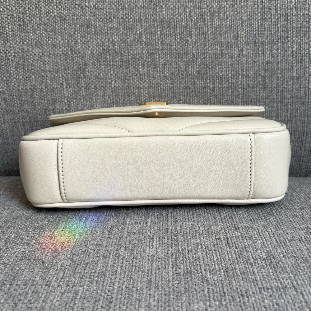 Saint Laurent Cream Quilted Leather Envelope Crossbody with Gold YSL - Picture 9 of 10